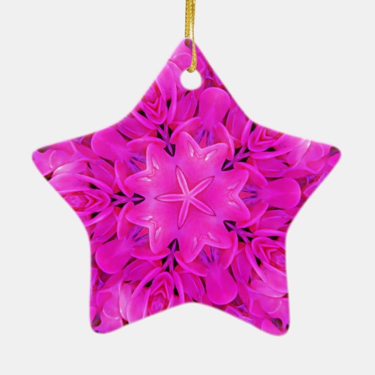 Kaleidoskop Design Hot rosa Blumenkunst Keramikornament (Hinten)
