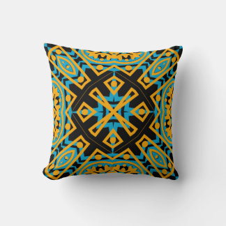 Kaleidoskop-Design, Light Blue, Gold, Black Kissen