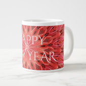 Kaleidoskop Design Red Blume Happy Neujahrstext Jumbo-Tasse (Vorderseite Rechts)
