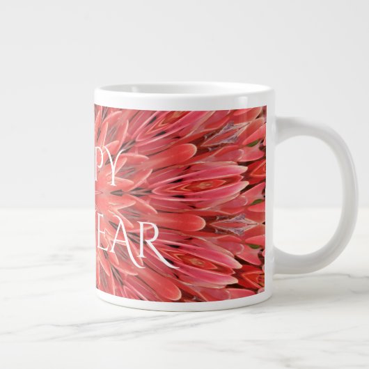 Kaleidoskop Design Red Blume Happy Neujahrstext Jumbo-Tasse (Rechts)