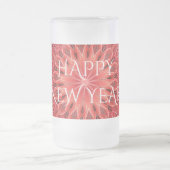 Kaleidoskop Design Red Blume Happy Neujahrstext Mattglas Bierglas (Mittel)