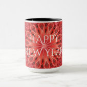 Kaleidoskop Design Red Blume Happy Neujahrstext Tasse (Zentrum)