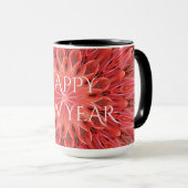 Kaleidoskop Design Red Blume Happy Neujahrstext Tasse (VorderseiteRechts)