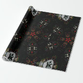 Kaleidoskop Design Schwarz-Flora-Muster Geschenkpapier (Ungerollt)