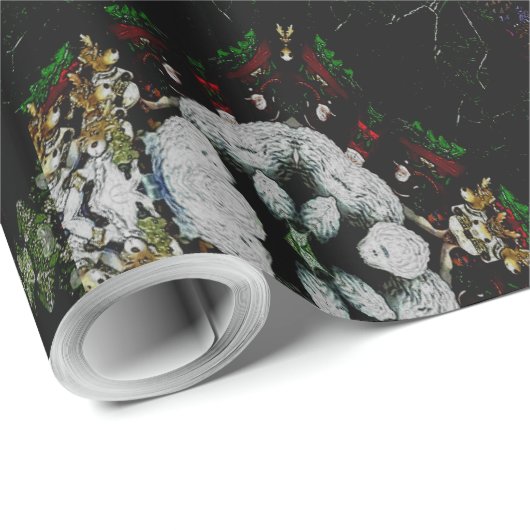 Kaleidoskop Design Schwarz-Flora-Muster Geschenkpapier (Rolleneckpunkt)