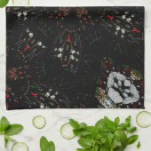 Kaleidoskop Design Schwarz-Flora-Muster Küchentuch (Gefaltet)