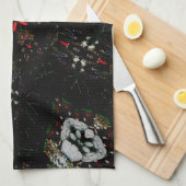 Kaleidoskop Design Schwarz-Flora-Muster Küchentuch (Viertel Falte)