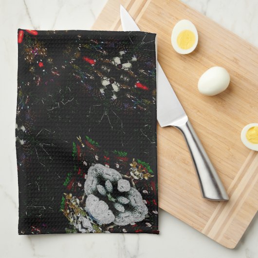 Kaleidoskop Design Schwarz-Flora-Muster Küchentuch (Viertel Falte)