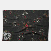 Kaleidoskop Design Schwarz-Flora-Muster Küchentuch (Horizontal)