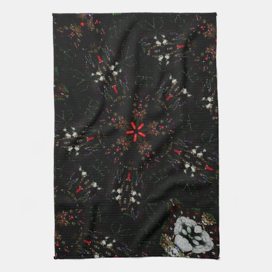 Kaleidoskop Design Schwarz-Flora-Muster Küchentuch (Vertikal)