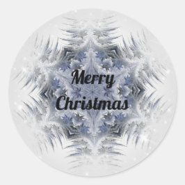 Kaleidoskop Design Sparkling Blaue Schneeflocke Runder Aufkleber