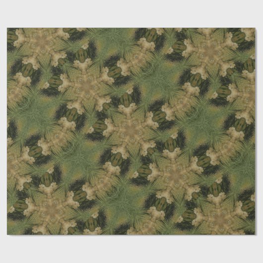 Kaleidoskop Design Star aus Pampas Grass Green Geschenkpapier (Flach)