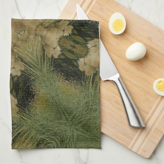 Kaleidoskop Design Star aus Pampas Grass Green Geschirrtuch (Viertel Falte)