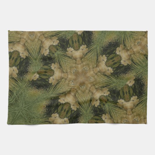 Kaleidoskop Design Star aus Pampas Grass Green Geschirrtuch (Horizontal)