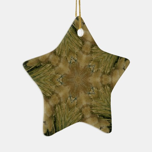 Kaleidoskop Design Star aus Pampas Grass Green Keramik Ornament (Rechts)