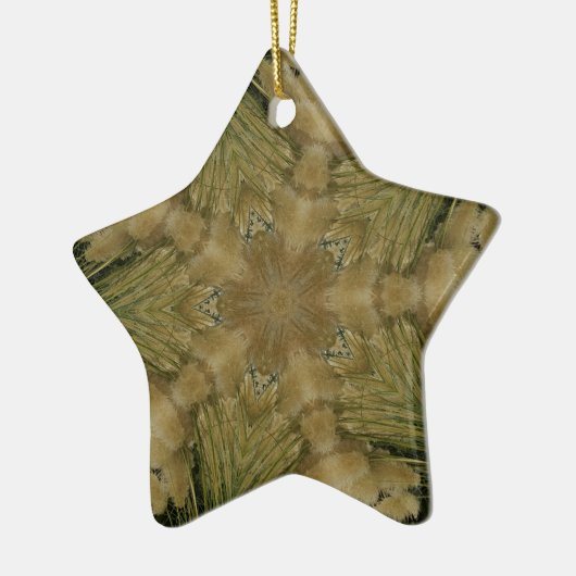 Kaleidoskop Design Star aus Pampas Grass Green Keramik Ornament (Links)