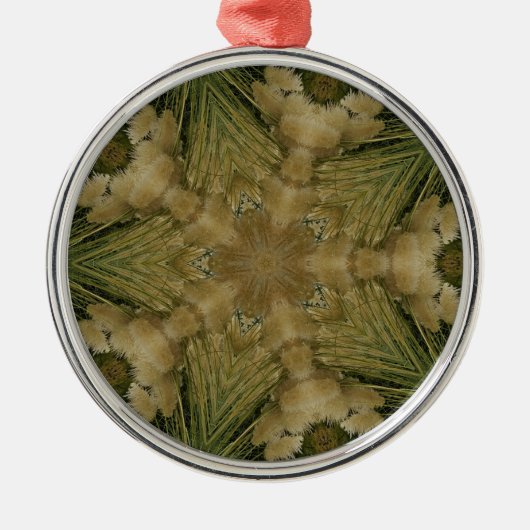 Kaleidoskop Design Star aus Pampas Grass Green Ornament Aus Metall (Vorne)