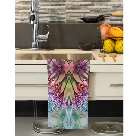 Kaleidoskop-Dewdrops: Abstrakte Kunst der Blumen Geschirrtuch