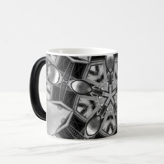 Kaleidoskop dunkelgrauer Star.. Verwandlungstasse (Vorderseite Links)