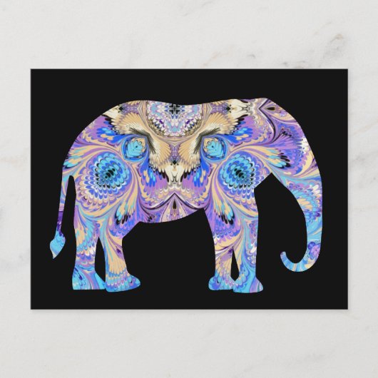 Kaleidoskop Elephant Postcard Schwarzer Hintergrun Postkarte (Vorderseite)