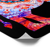 Kaleidoskop Elephant Poster in Blau und Orange (Ecke)