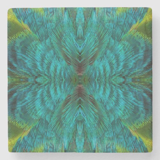 Kaleidoskop-Federdesign Steinuntersetzer (Vorderseite)