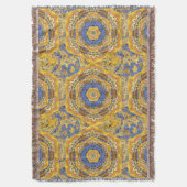 Kaleidoskop Floral Luxury Blue Golden Yellow Mix Decke (Vorderseite Vertikal)