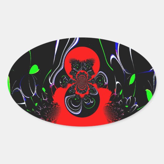 Kaleidoskop Fluid Art Print Ovaler Aufkleber (Vorderseite)