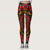 Kaleidoskop Fraktal Hibiskus Blume Leggings (Vorderseite)