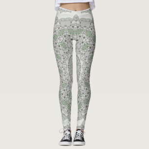 Kaleidoskop Fraktal Mandala - grau-grün Leggings
