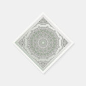 Kaleidoskop Fraktal Mandala - grau-grün Serviette (Ecke)