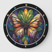 Kaleidoskop Garden" - Glass Butterfly Große Wanduhr (Vorderseite)