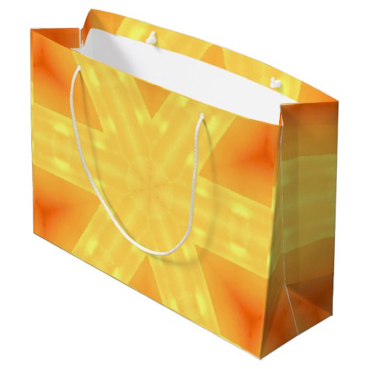 Kaleidoskop Gelb und Linien Große Geschenktüte (Rückseite Schrägansicht)