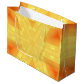Kaleidoskop Gelb und Linien Große Geschenktüte (Vorderseite Schrägansicht)