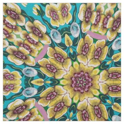 Kaleidoskop Gelbe Blumen Stoff (Muster)