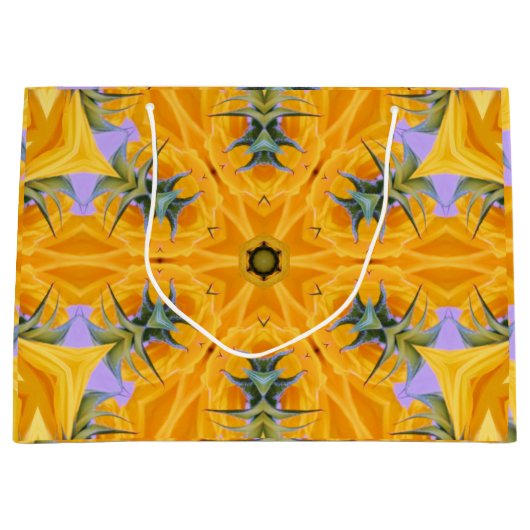 Kaleidoskop Gelbe Sonnenblumenblätter Große Geschenktüte (Vorderseite)
