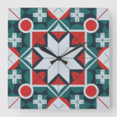 Kaleidoskop gemustert quadratische wanduhr (Vorderseite)