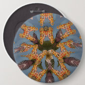 Kaleidoskop Giraffe Mandala: Abstrakte Safari Art Button (Vorne & Hinten)