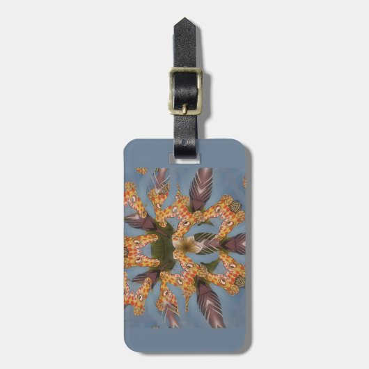 Kaleidoskop Giraffe Mandala: Abstrakte Safari Art Gepäckanhänger (Vorderseite vertikal)
