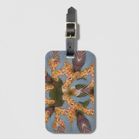 Kaleidoskop Giraffe Mandala: Abstrakte Safari Art Gepäckanhänger (Vorderseite Vertikal)