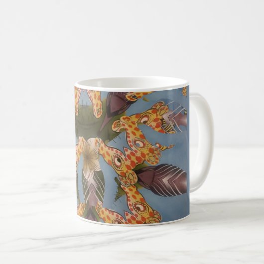 Kaleidoskop Giraffe Mandala: Abstrakte Safari Art Kaffeetasse (VorderseiteRechts)