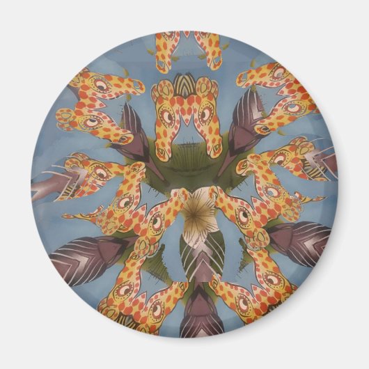 Kaleidoskop Giraffe Mandala: Abstrakte Safari Art Magnet (Vorne)