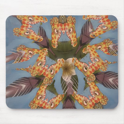 Kaleidoskop Giraffe Mandala: Abstrakte Safari Art Mousepad (Vorne)