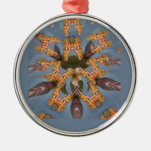 Kaleidoskop Giraffe Mandala: Abstrakte Safari Art Ornament Aus Metall (Vorne)