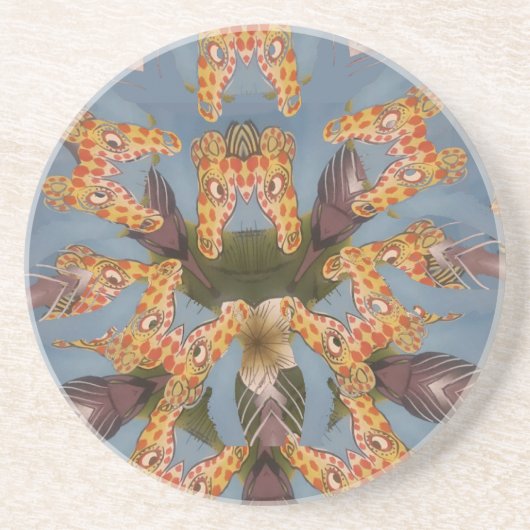 Kaleidoskop Giraffe Mandala: Abstrakte Safari Art Sandstein Untersetzer (Vorne)