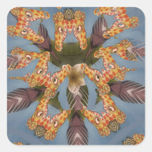 Kaleidoskop-Giraffen-Mandala: Abstrakte Safari-Kun Quadratischer Aufkleber