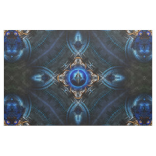 Kaleidoskop Golden Blue Fabric Print Stoff