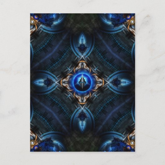 Kaleidoskop Golden Blue Postkarte (Vorderseite)