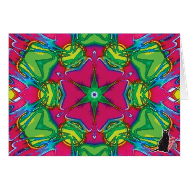 Kaleidoskop-Gruß-Karte der Blumenblatt-kc (Vorderseite (Horizontal))
