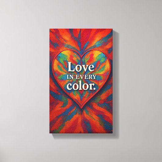 Kaleidoskop Herz-Leinwand | Rainbow Abstrakte Lieb Leinwanddruck (Vorderseite)